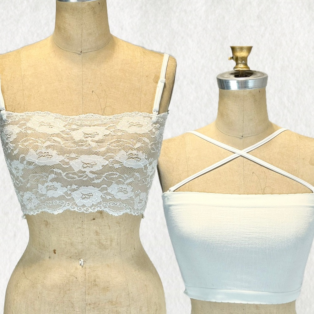 Anthropologie lace stretchy bralette tank top tube top cropped basic white layer